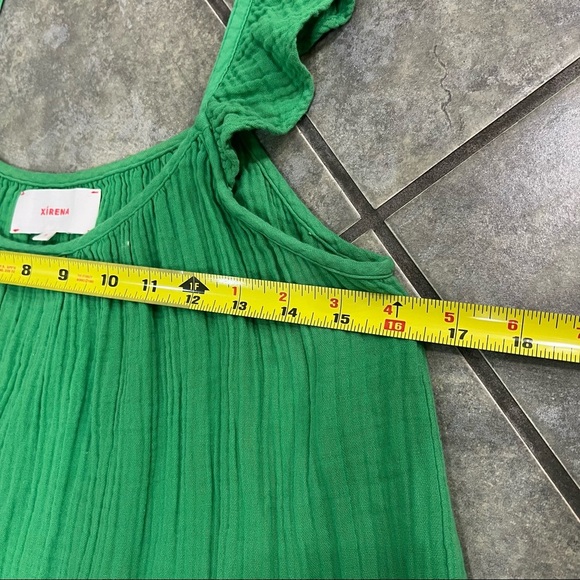 Xirena Rumer Green Spell Gauze Sleeveless Dress Tiered Adjustable Sz S Beach EUC - Picture 11 of 12